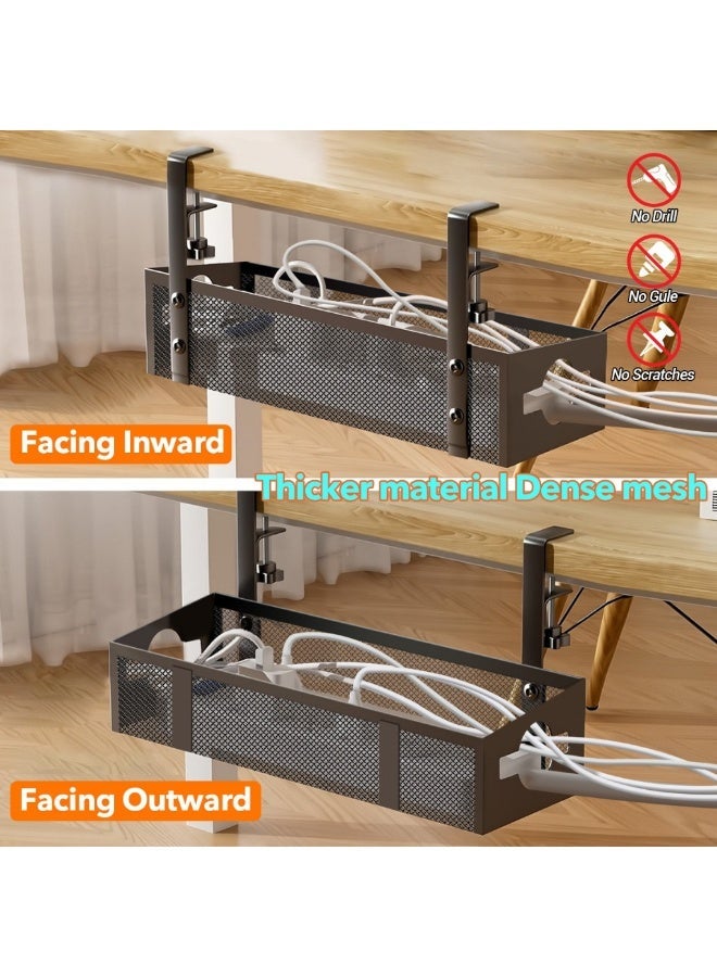 Under Desk Cable Management Tray, Hanging Mesh Wire Organizer Rack for Office & Home Desk, No-Drill Easy Install Under Table Storage Shelf - Image 3